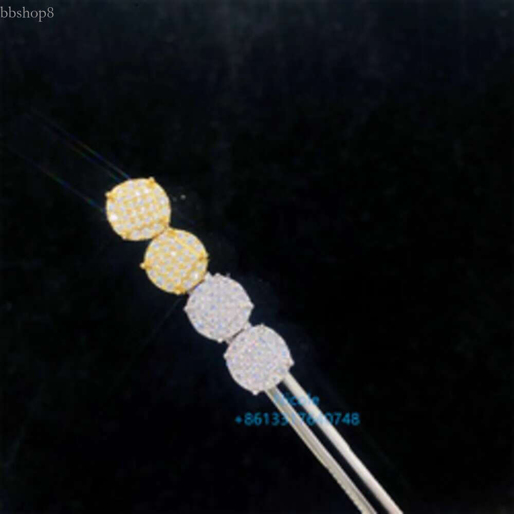 Iced Out Hip Hop Round Shape Vvs Moissanite Stud Earrings Sterg Sier Men and Women