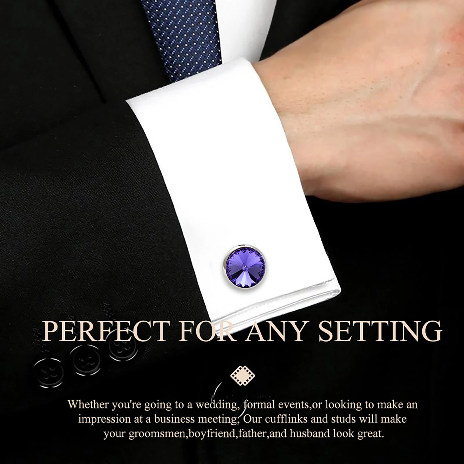 HAWSON Mens Cufflinks and Stud Set Tailcoat Shirt Crystal Mens Cufflinks Set Wedding Party Jewelry or Accessories 250110