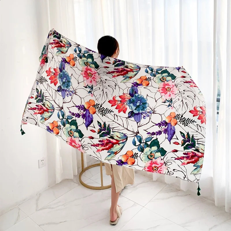 20 styles 90x180cm Cotton linen Summer Beach Dress Bikini Cover-ups Sarong Wrap Scarf Women Brazilian Swimsuit Bathing Cover Up 250120ww