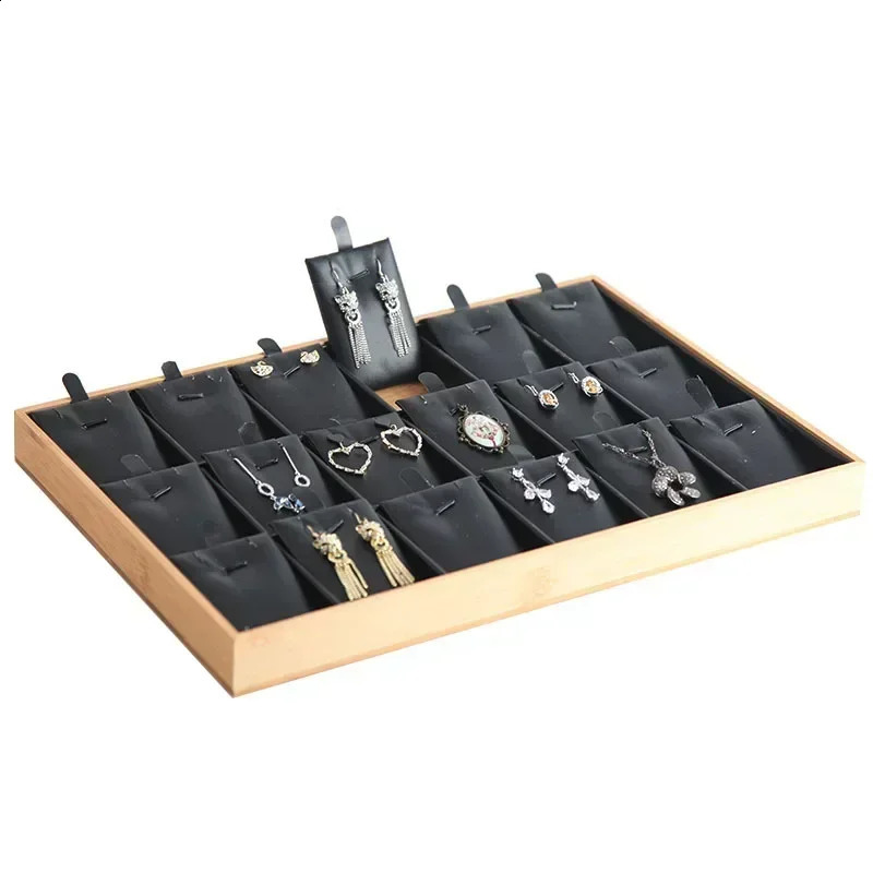 Bamboo and Wood Jewelry Plate Necklace Pendant Display Plate Bracelet Jade Jewelry Storage Box Jewelry Rack 250117