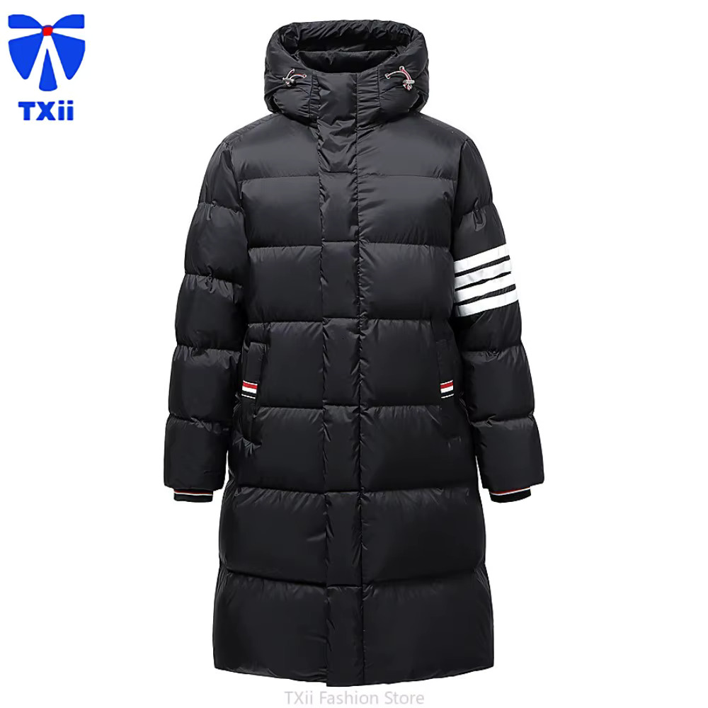 Txii Twee 2024 4 Horizontal New Couple Men And Women 90 White Duck Down Trendy Casual Long Jacket