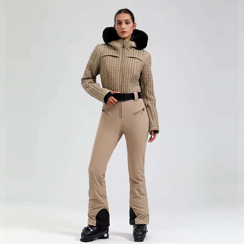 Women's Wear GSOU SNOW One-Piece Suit Thickened Thermal Overalls Snowboard Jacket Jumpsuits Slim Fitting Ski Set Wind Proof Waterproof