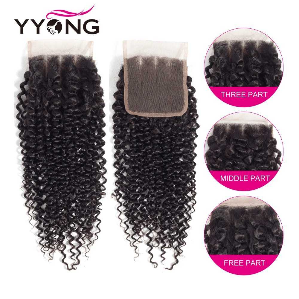 Yyong 4X4 Lace Clo Brazilian Kinky Curly Hair 100% Remy Human Hair One Lace Clo Can Be Bleached Knots Natural HairlineXJ250120
