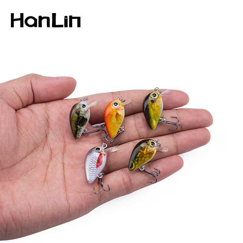 Hanlin 5pcs/Suit 28mm/1.5g Mini Fishing Lures Bionic Baits Artificial Hard Bait Wobblers Crankbait Perch Carp Fishing Pike BassXJ250122
