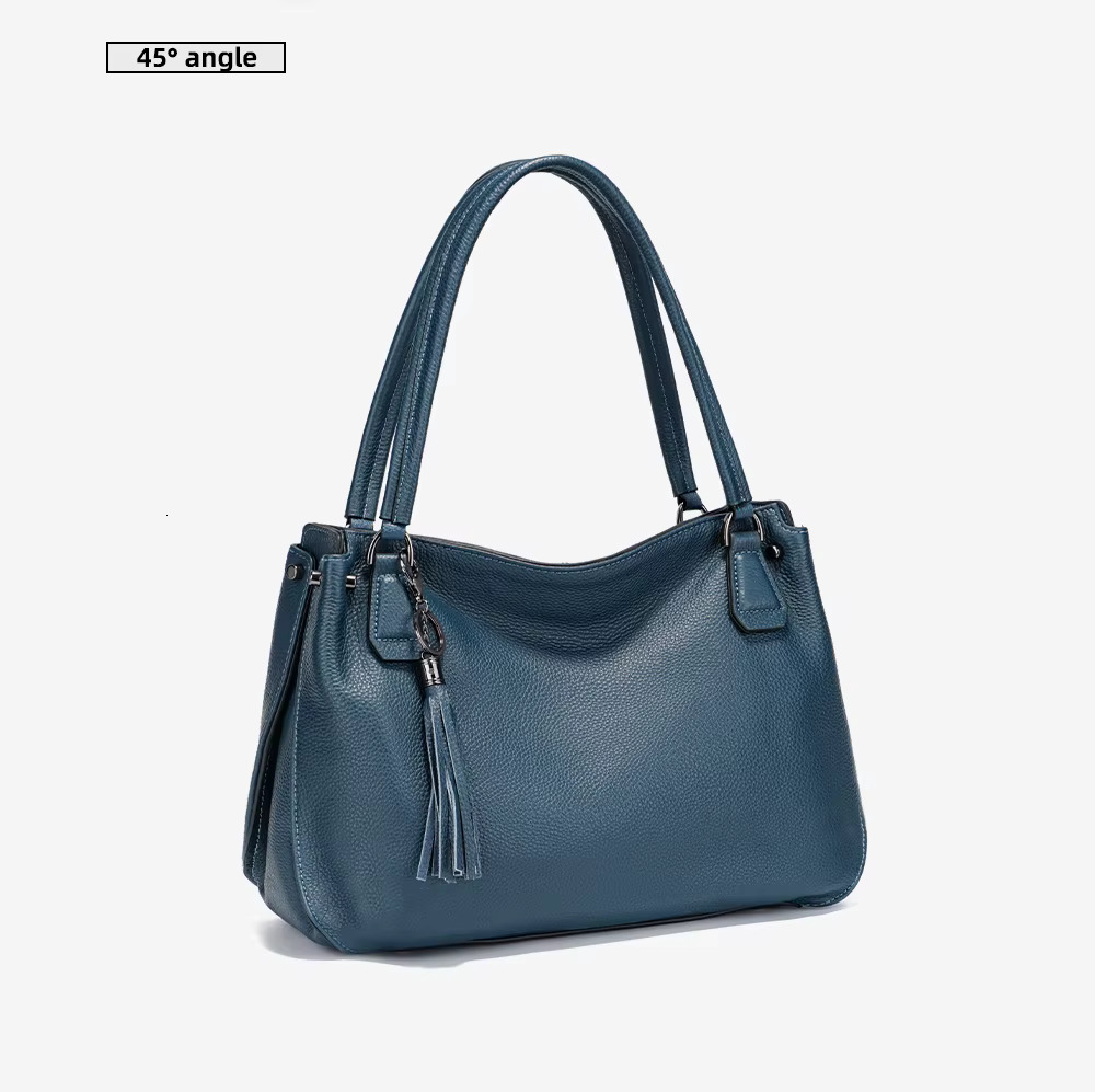 Zency Genuine Women's Tassel Shoulder Vintage Large Capacity Female Handbag Shopper Natural Leather Ladies Hobo Bag