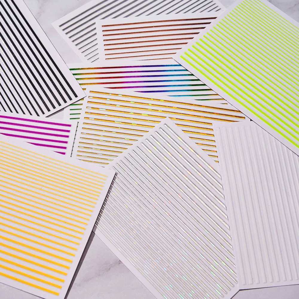 12sheets/lot Lines Stripe Sticker Decal 12Colors Straight Line Nails Art Decoration 3D Self Adhesive For Nails Sticker Decal J8#XJ250120