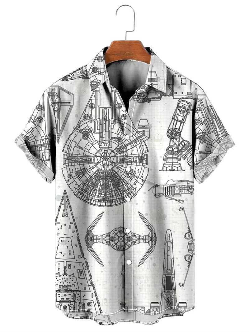 Vintage Shirt For Men 3d Map Printed Short Sleeve Male Shirt Lapel Button Mens Clothing Casual Fashion Tops Oversized TshirtXJ250121