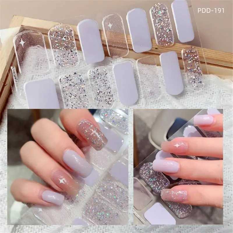 DIY Gel Nail Stickers Cured-free Long-Lasting Solid Color Nail Strips Patch Slider Sticker Full Cover Decal Nail Manicure PatchXJ250120