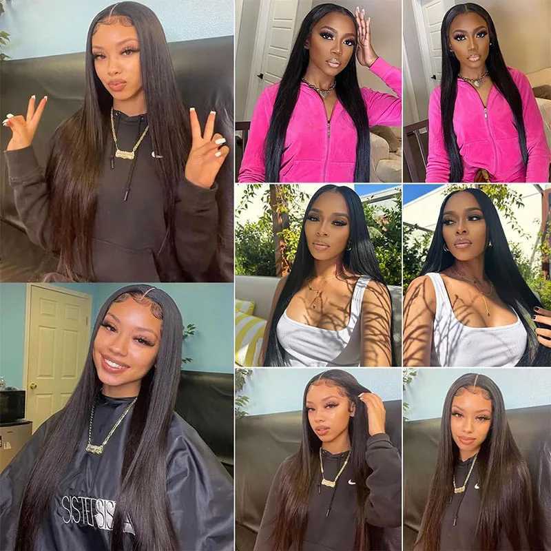 Brazilian Virgin Straight Hair Bundles With Clo 10A Straight Human Hair 3/4 Bundles with 4x4 Clo Natural Black WholesaleXJ250120