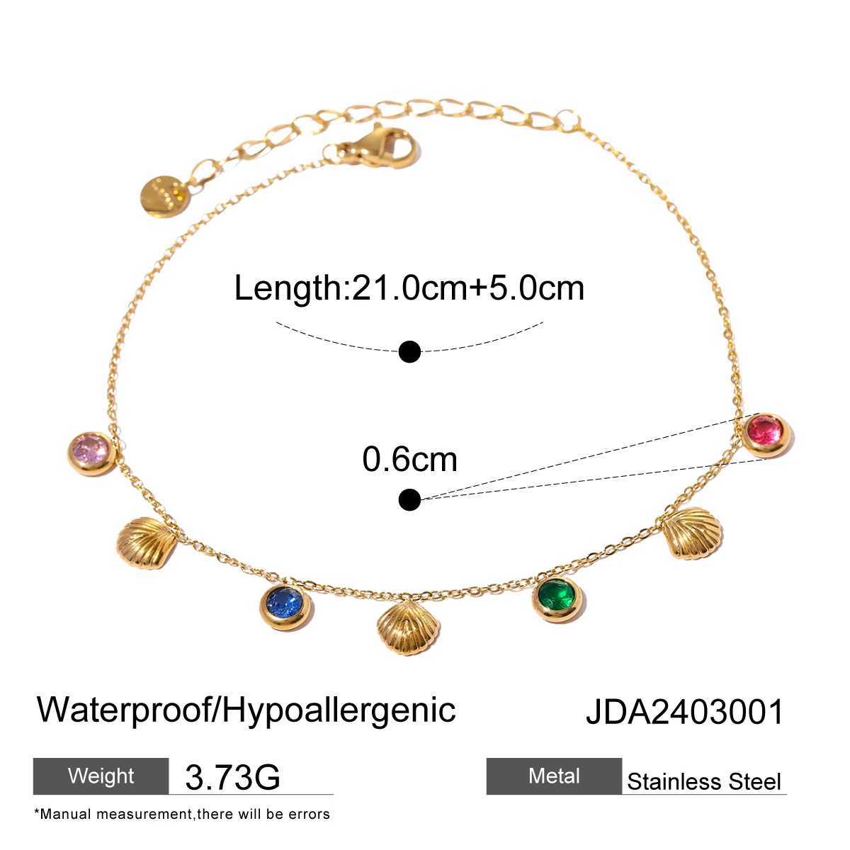 Uworld Colorful Shiny Cubic Zirconia Shell Stainl Steel Summer Anklet Fashion Tren Foot Chain Jewelry for Women XJ250121