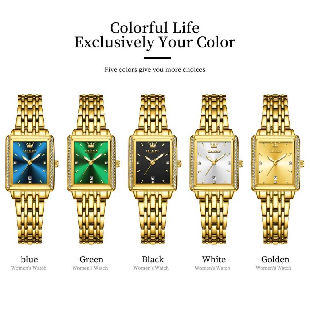 OLEVS 9995 Fashion Quartz Watch Gift Stainless Steel Watchband Rectangar-dial Wristwatch X250203
