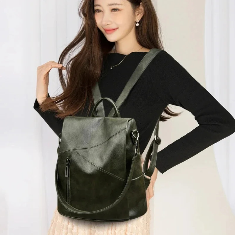 Fashion Solid Flap Pocket Backpacks High Quality PU Simplicity Bags for Women Large Capacity Interior Compartment Backpacks 250122