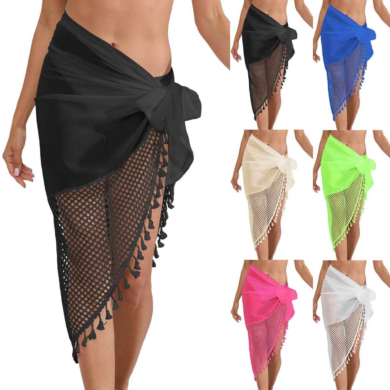 Womens Sarong Skirts swimsuit fringed hollow vacation beach foldable bikini swimsuit W250120