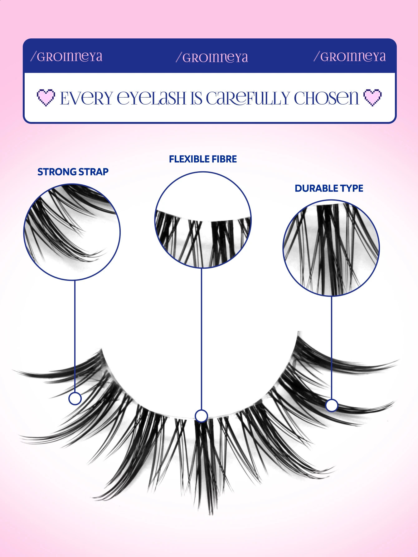 GROINNEYA Cat Eye Lashes Faux Mink Eyelashes Fake Lashes Natural Look Wispy Winged End Eye Elongated Eyelashes 250110