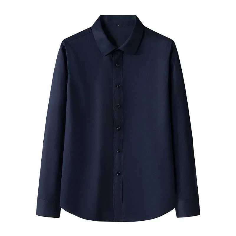 New Mens Long-sleeved Slim Shirt Business Casual Formal Office Shirt Male White Black Light Blue Navy Plus Size 8XL Solid ColorXJ250121