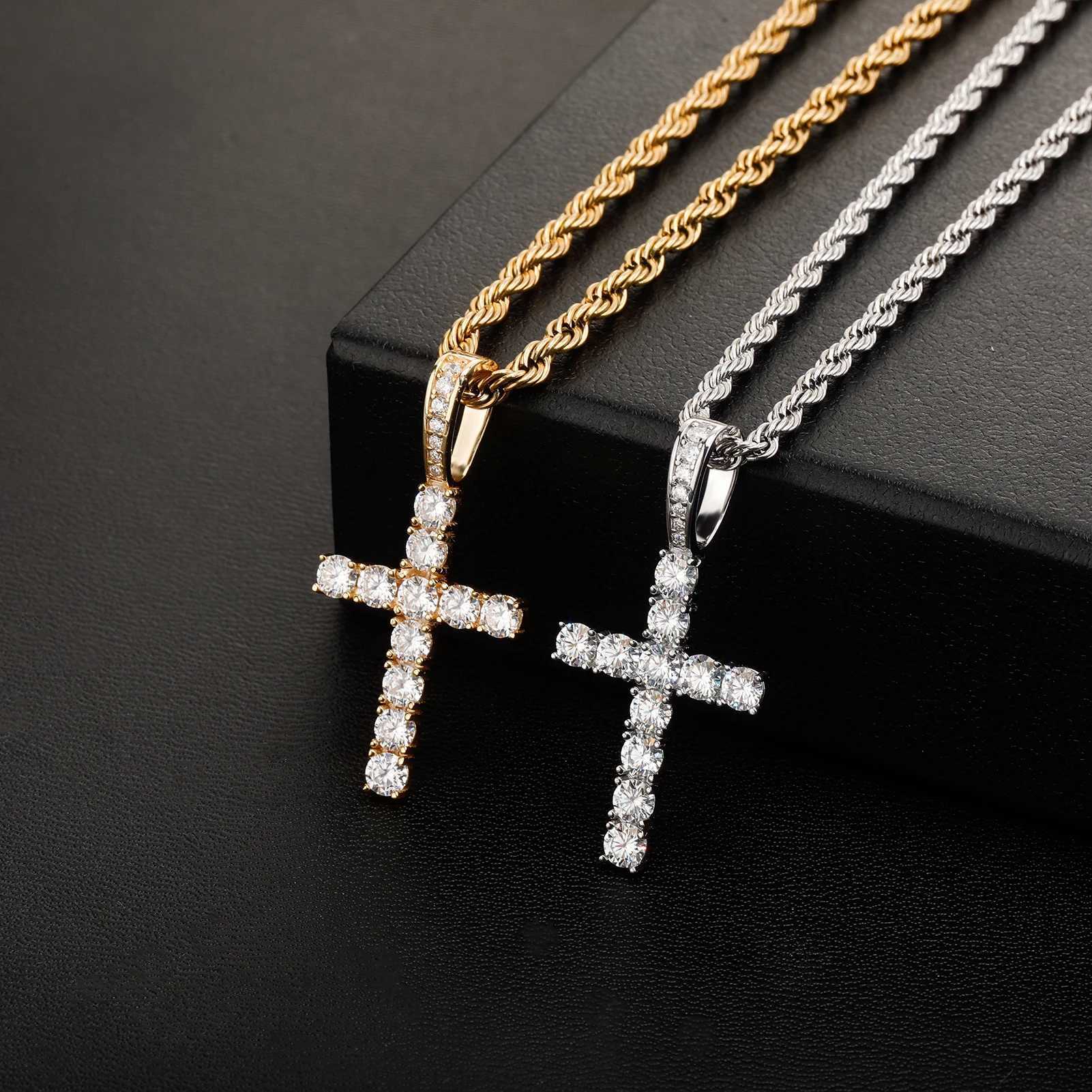 TOPGRILLZ Hot Sale Moissanite Cross Pendant 3mm 4mm 925 Sterling Silver Pendant D Color Moissanite Pendant Pass Diamond TestXJ250114