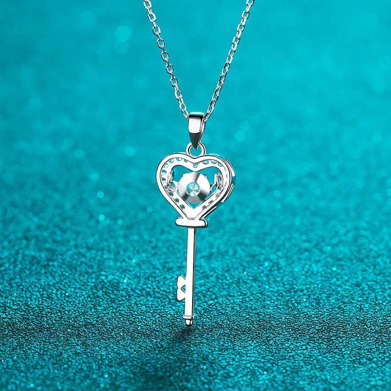 Moissanite Necklace Heart Key Pendant 0.5ct Sterling Silver D VVS1 Lab Diamond with GRA Certificate Necklace for WomenXJ250114
