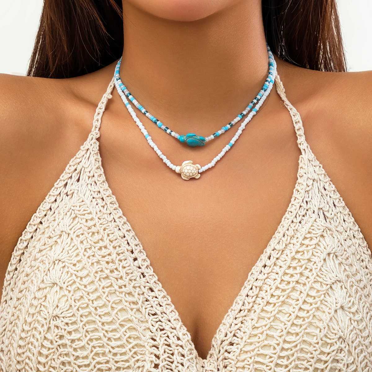 Layered Small Seed Beads Chains with Starfish Turtle Choker Necklace for Women Trendy Collar on Neck 2023 Fashion Jewelry FemaleXJ250121