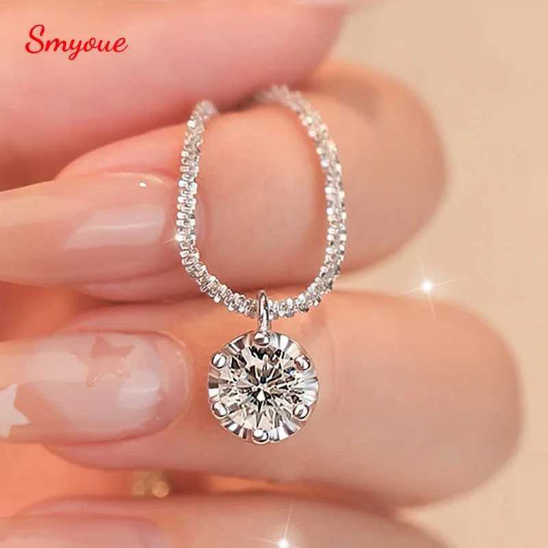 Smyoue 1CT 2CT Certified D Color Moissanite Necklace for Women Sparkling Lab Diamond Pendant Chain S925 Sterling Silver JewelryXJ250114