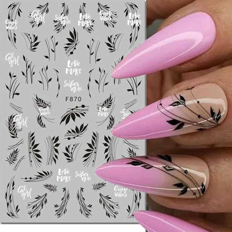3d Nail Art Decals Tropical Palm Leaves Flowers Laces Faces Adhesive Sliders Nail Stickers Decoration For Nail ManicureXJ250120