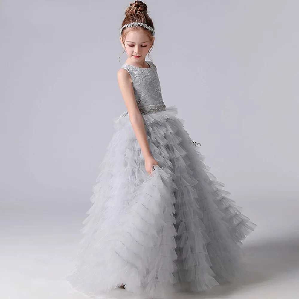 Dideyttawl Customized Long Girls Formal Princess Gown Tiered Flower Girl Dresses For Wedding Party Tulle Junior Bridesmaid Dress X250203
