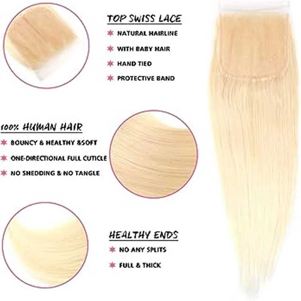 613 Blonde Straight 4x4 Top Lace Clo Straight Human Hair Clo Brazilian Straight Lace Clo Straight Lace CloXJ250120