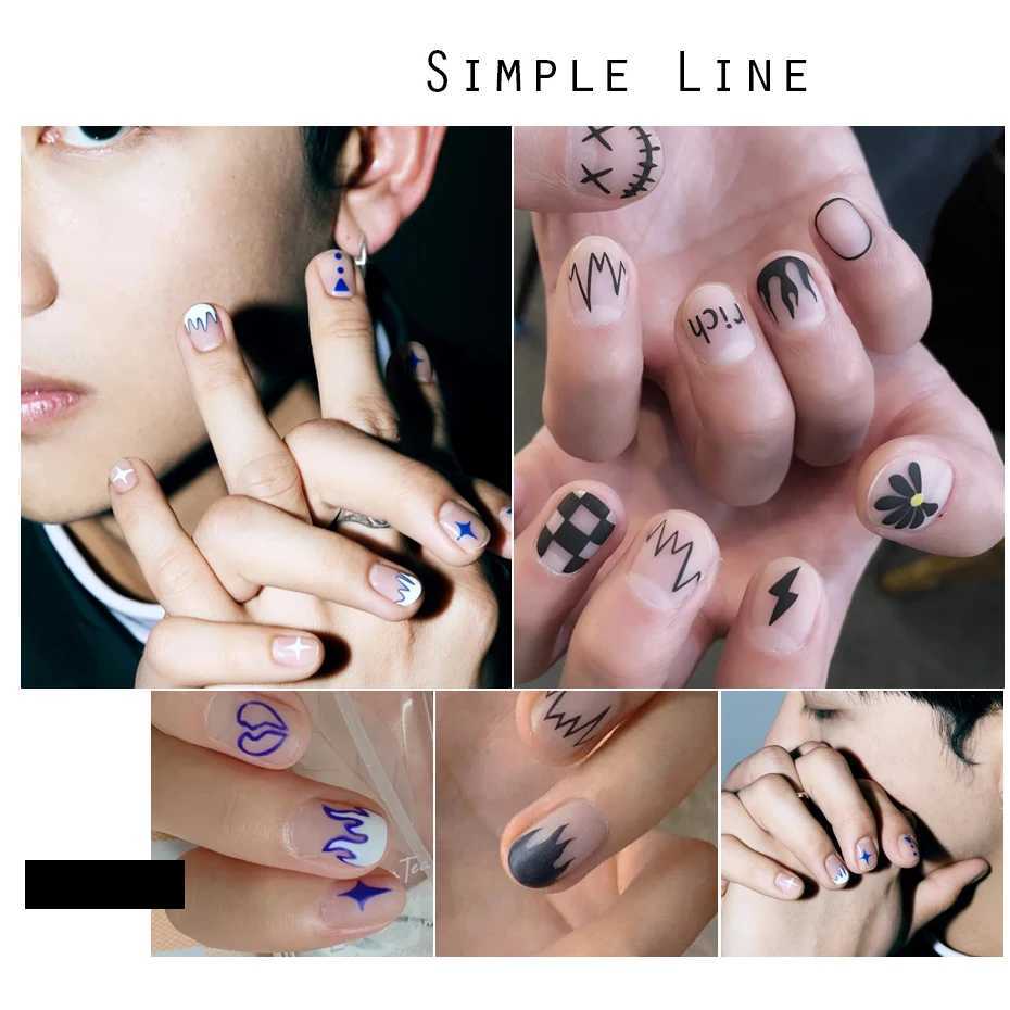 Klein Blue AbstractFaceNail Art Manicure Decals Cool Boy Halloween Element Adhesive Sliders Man Nail Sticker Decor CHSTZ-CS058XJ250120