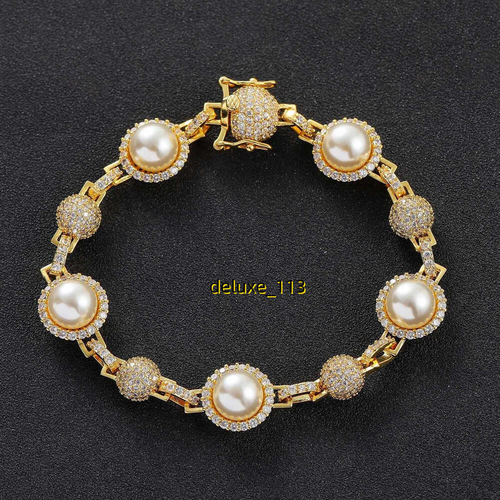 High Quality Pearl Bracelets Mens Womens Iced Out Gold Sier Chains Vintage Hip Hop Bracelet Jewelry