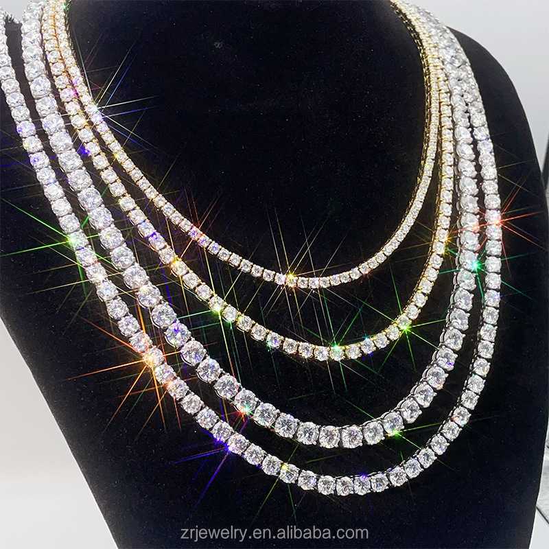 Mama Silver Dainty Moissanite Heart Ladies Men Luxury Women Cuban 925 Silver Women Tennis Moissanite Necklace