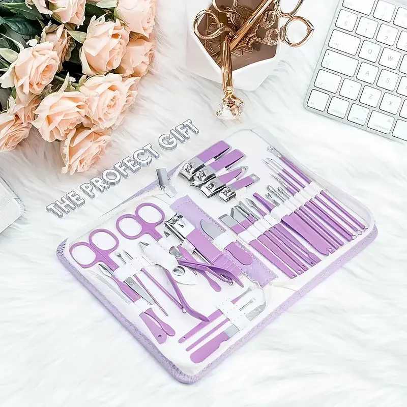 30pcs/set Nail Clippers Manicure Tool Set With Portable Travel Case Cuticle Nippers And Cutter Kit Professional Nail ClippersXJ250116