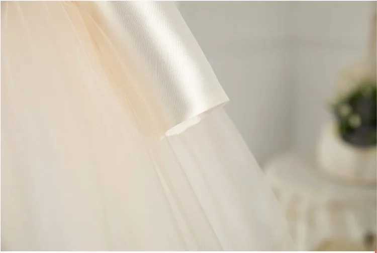 Preschool light champagne chiffon party dress long sleeved baptismal party wedding one-year birthday bow girl princess dress Vestdos X250203