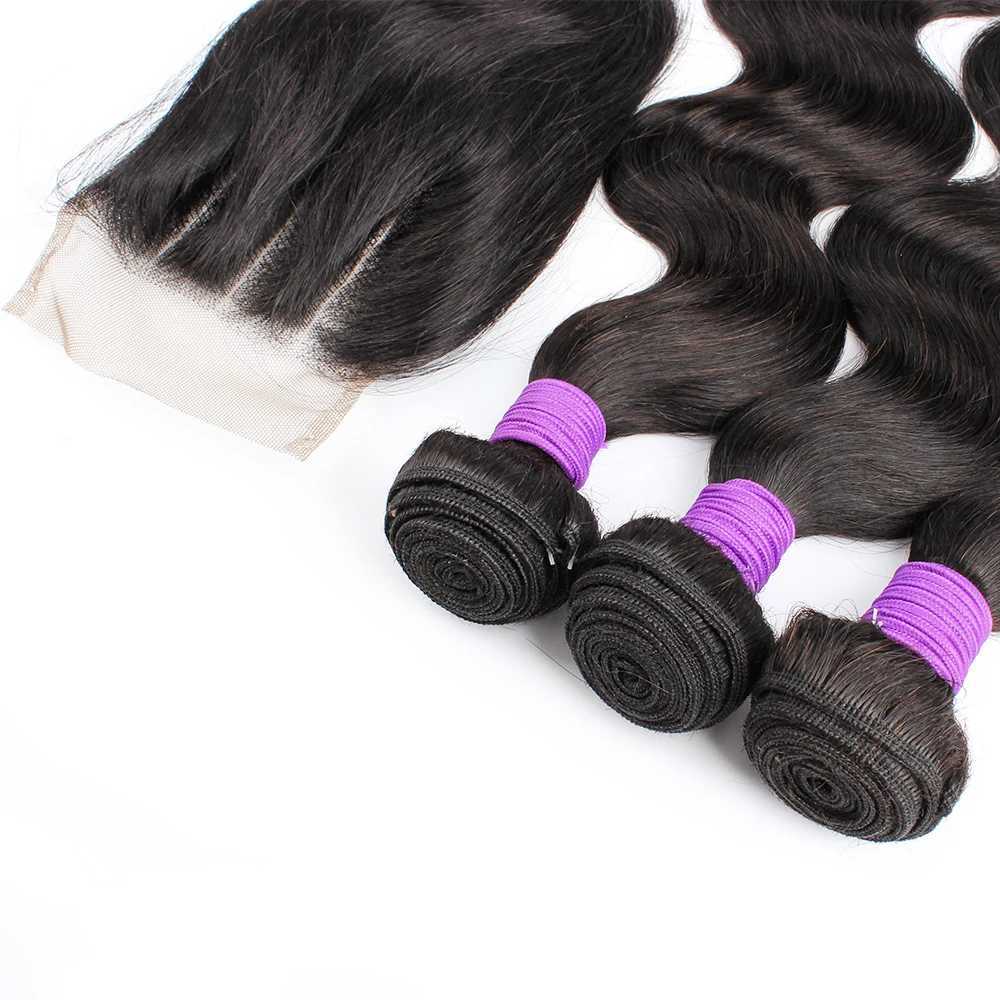Body Wave 3 Bundles With 4x4 Lace Clo 200g/lot Natural Color Remy Indian Human Hair Extension 4*4 Swiss Lace ClosXJ250120