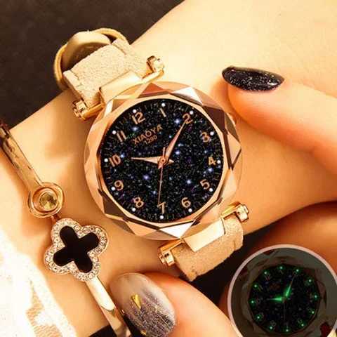 Luxury Starry Sky Watch for Wen Fashion Ladies Quartz Wristwatch Red Leather Waterproof Clock Womens Watch Womens Watch X250203
