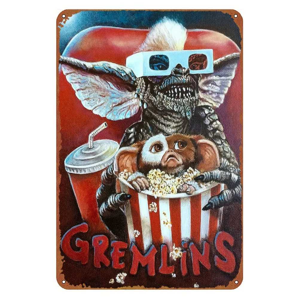 Gremlins Poster Horror Movie Poster Vintage Metal Sign Retro Tin Sign Cafe Bar Home Wall Decor Tinplate 8x12 InchXJ250116