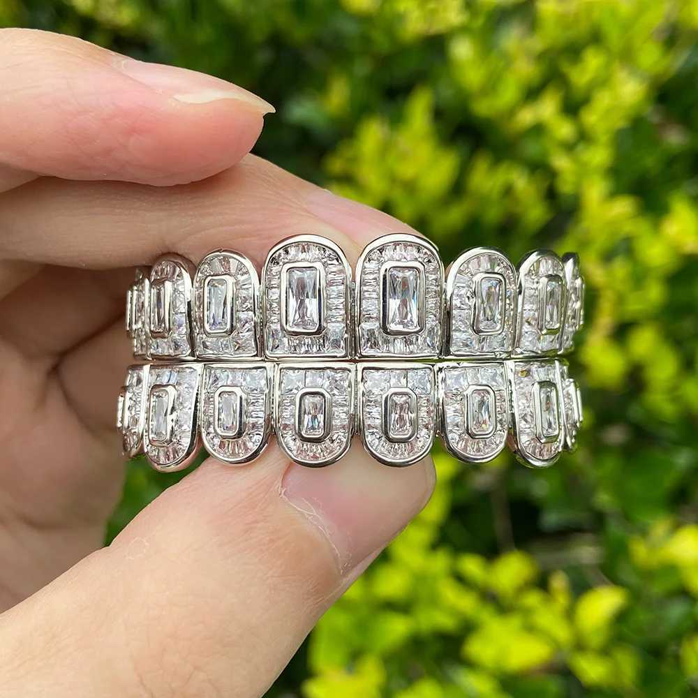 RACHELZ Luxury Sugar Cubic Zircon Teeth Grillz Hip Hop Iced Out CZ Stone Dental Grills For Men Women Tooth Caps Decor JewelryXJ250114