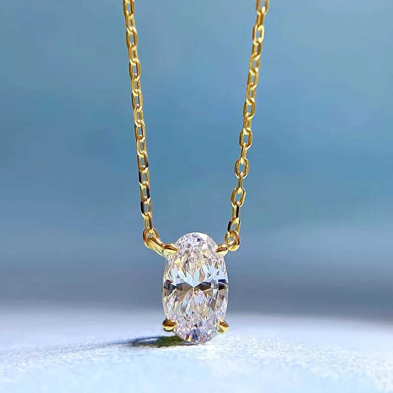 PANSYSEN Luxury 925 Sterling Silver Oval Cut High Caon Diamond Pendant Necklace 18K White Gold Plated Fine Jewelry WholesaleXJ250114