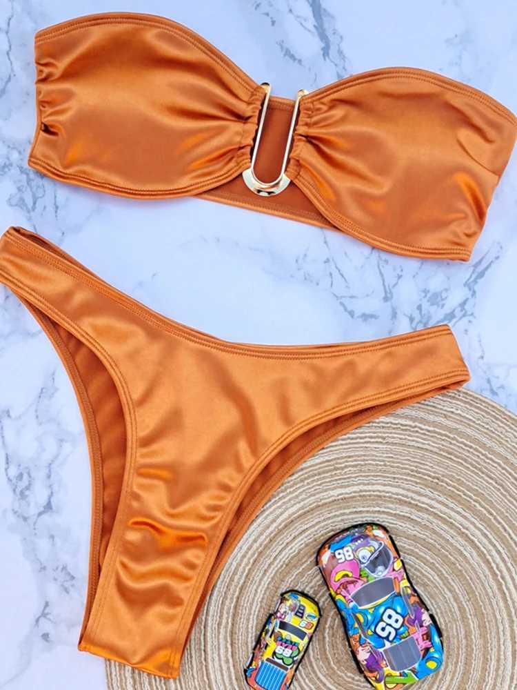 OIINAA Bathing Suit Women Sexy Solid U Shaped Swimwear Strapless Bikini Set Beachwear Fe Two-pieces Summer Swimsuit BiquinisXJ250120