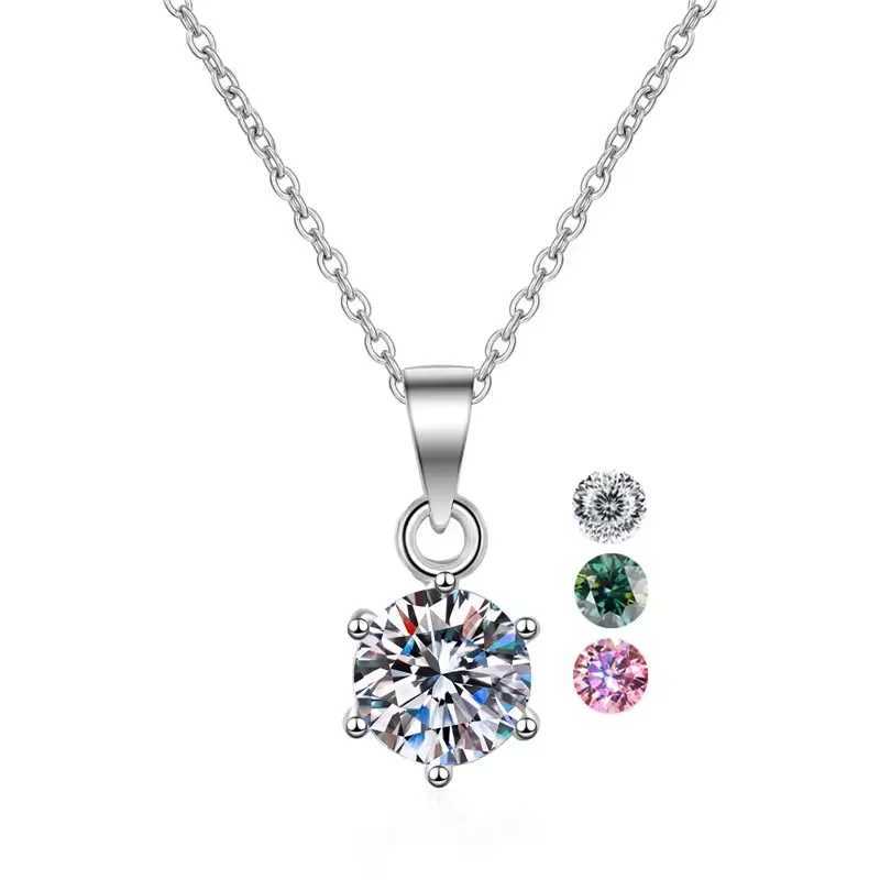 Classic Six Cl Moissanite Jewelry Luxury Collar Chain White Gold Plated 925 Sterling Silver 1ct 5ct Diamond Pendant NecklaceXJ250114