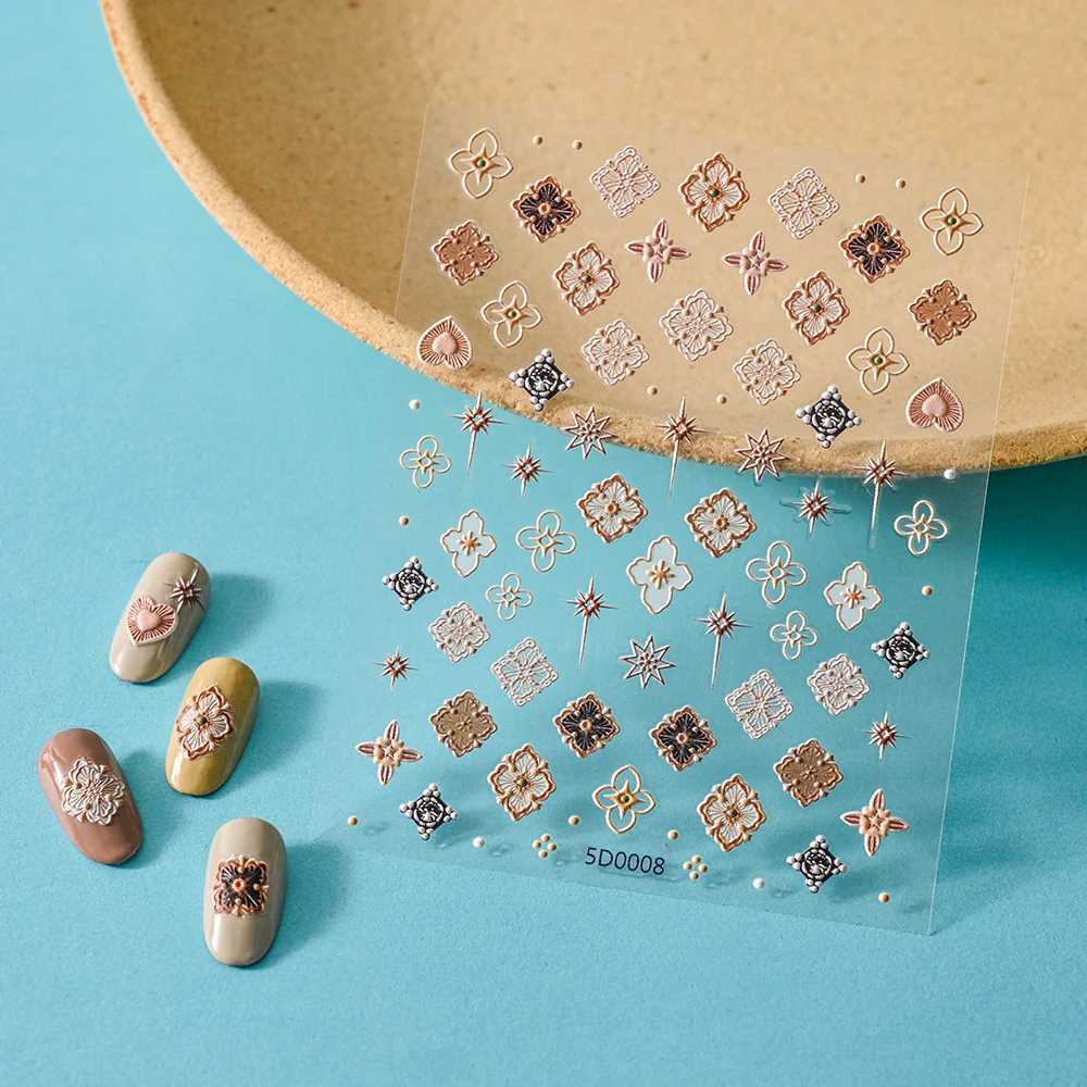 1Sheet Matte Bohemian Nail Sticker Decal Charm Mandala Flower Manicure Elegant Embroidery Boho Style Floral Nail Art Decoration*XJ250120