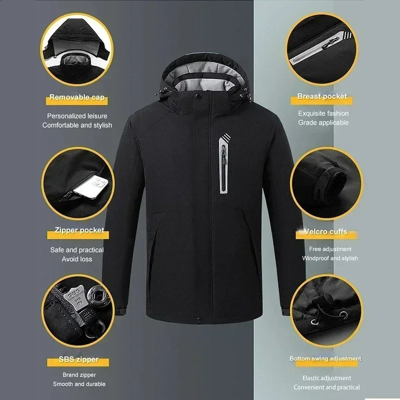 Mens 8zone jacket winter electric USB charging waterproof windproof outdoor M5XL