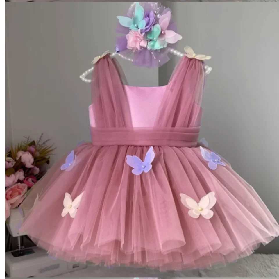 Flower Girl Dresses Elegant Princess Satin Ball Gown For Kids Birthday Party Dress Simple Bow First Communion Dress X250203