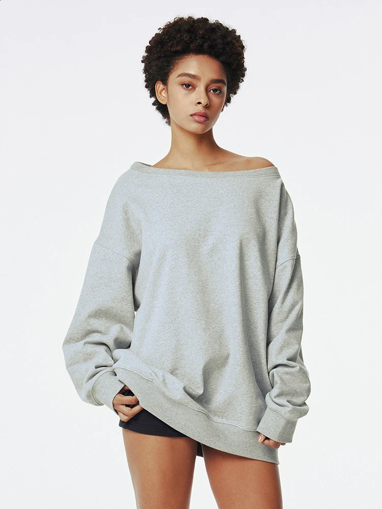 Autumn Women Sweatshirt Harajuku Retro Tops Y2k Pullover Loose Off Shoulder Hoodies Fashion Streetwear 250109