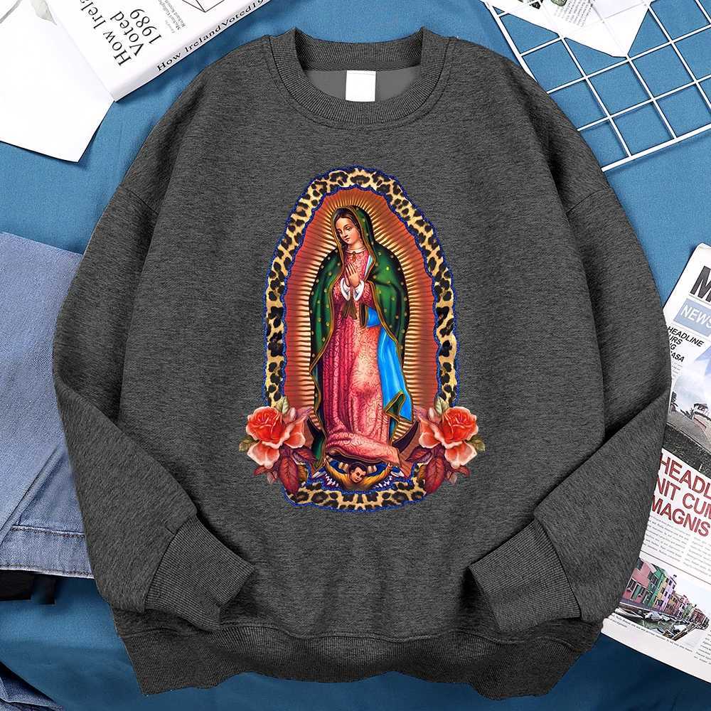 Nuestra Seora De Guadalupe Sweatshirts Mens Creativity Loose Hoodie Cartoon Fleece Hoody Clothing Casual O-Neck Hoodie PulloverXJ2500118