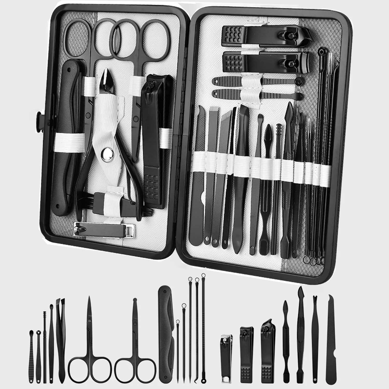 10-25Pcs Nail Clippers Set Stainless Steel Nail Cutter Pedicure Kit Nail File Sharp Nail Scissors and Clipper Manicure PedXJ250116