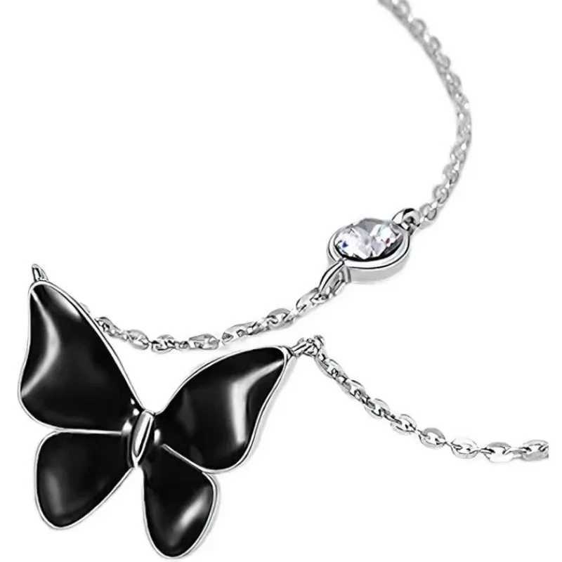 Black Butterfly Pendant Necklace for Women Personality Light Luxury Clavicle Chain Fashion Collar Chain Jewellery XJ250121