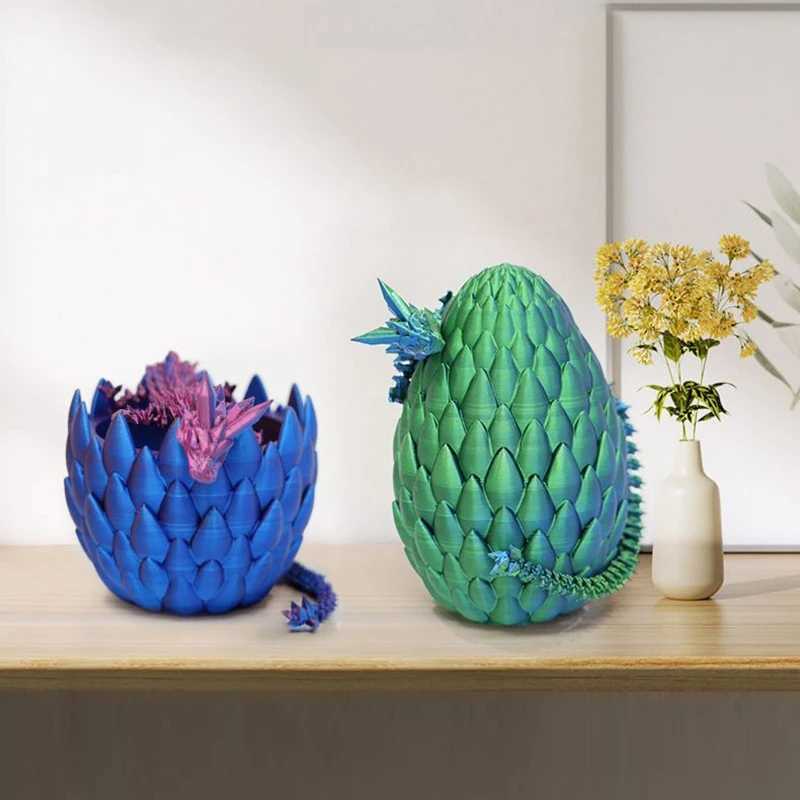 3D Printed Gem Dragon Egg Rotatable Articulated Dragons Toys Desktop Craft Ornament Gifts for Kids Office Home Table Decor Free shipping