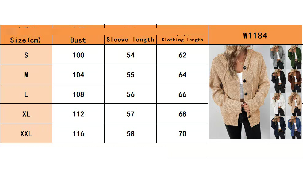 Designer coat women's casual buttons long sleeve hooded coat loose#3453