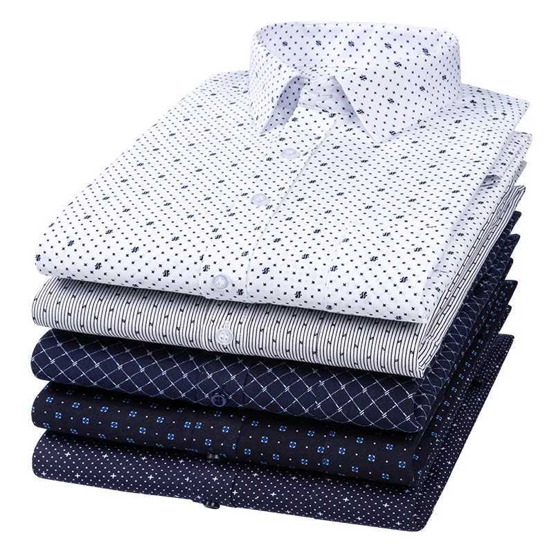 2024 New Mens Printed Long sleeved Shirt Comfortable and Slim Fit Business Social Formal Office Banquet Suitable Spring AutumnXJ250121