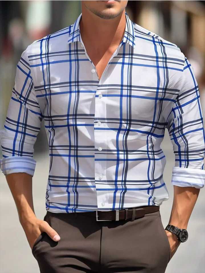 2024 Fashion lapel Long Sleeve mens Shirt Simple casual mens Street dance shirt European size 6XLXJ250121