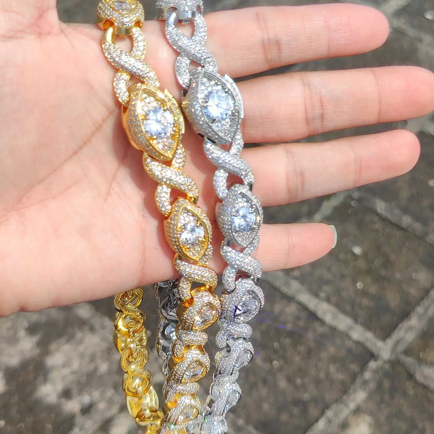 Width 15mm Silver 18k Gold Plated Bling Miami Cuban Link Chain for Men Women Oval d Out Diamond Necklace Hip Hop JewelryXJ250114